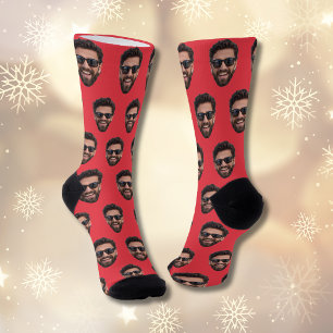 Chaussette Équipe de photo de visage personnalisée drôle