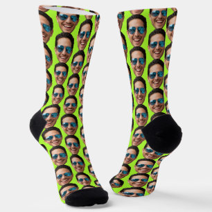 Chaussette Équipe de photo de visage personnalisée drôle