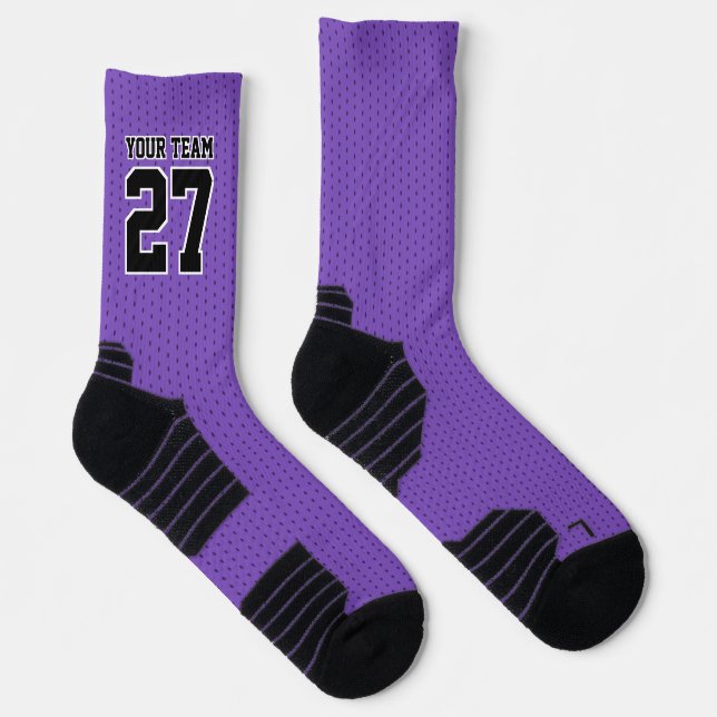 Chaussette Équipe sportive Numéro de basket-ball violet noir  (Droite)