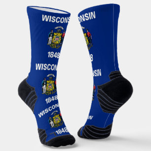 Chaussette Équipement sportif avec drapeau du Wisconsin, État