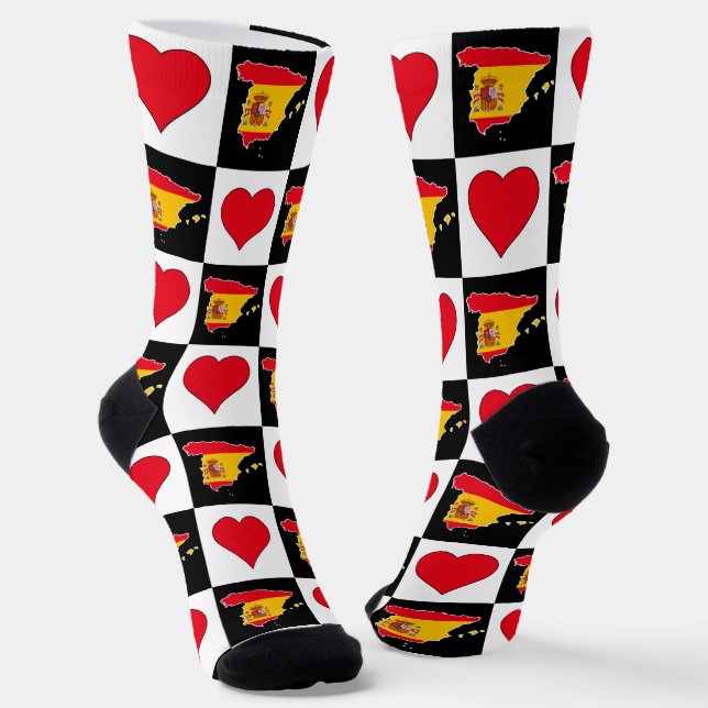 Chaussette Espagne Heart Motif espagnol National Drapeau Cart (Angulaire)