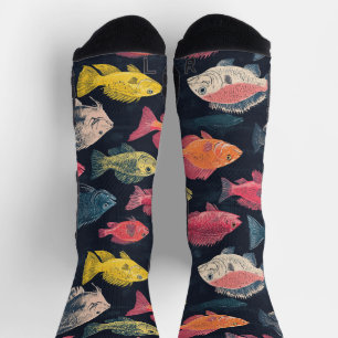 Chaussette Espèces de poisson Chalk Dessin Motif noir