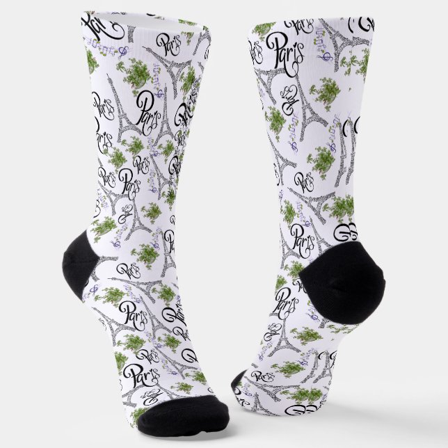Chaussette estampado integral de parís con flores (Angulaire)