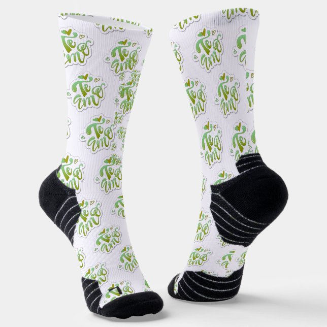 Chaussette estampado integral te amo en verde (Angulaire)