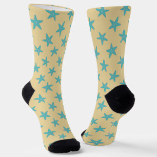 Chaussette Estarfish bleu sur motif brun