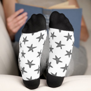 Chaussette Estarfish gris sur chaussettes motifs blanches