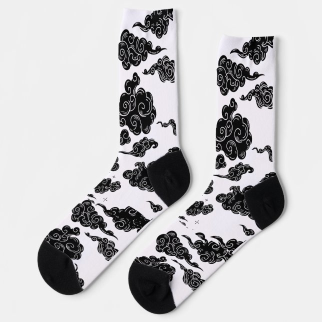 Chaussette Esthétique de motif de nuage japonais (Gauche)
