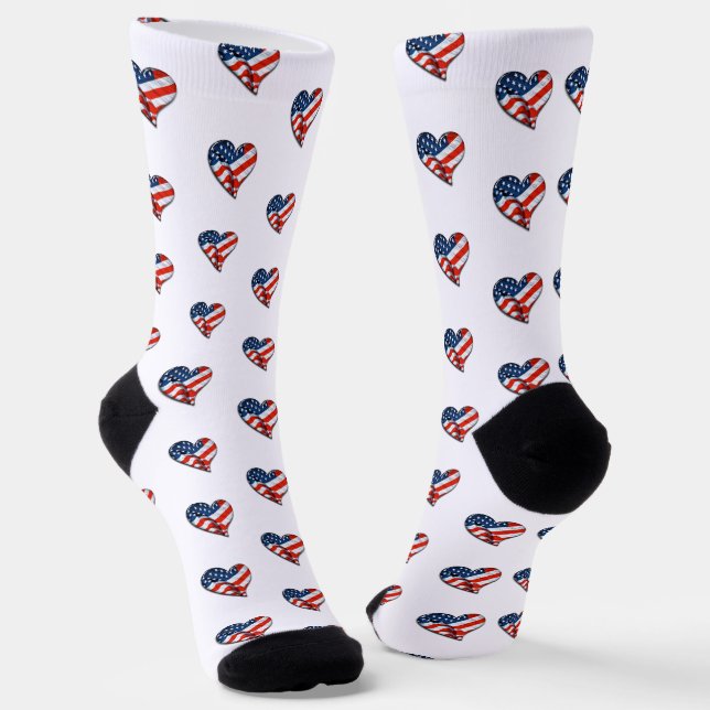 Chaussette États-Unis Coeurs Drapeau Patriotique (Angulaire)