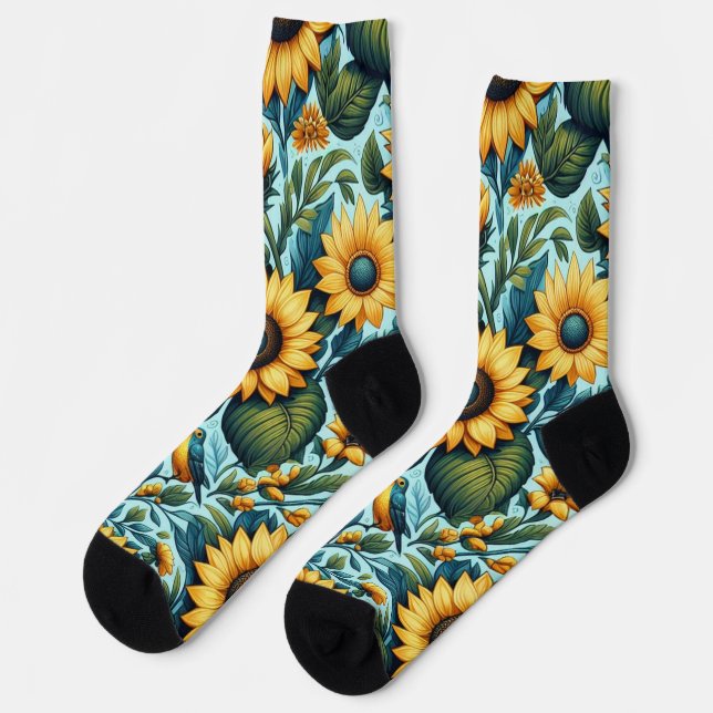 Chaussette Été/tournesol/oiseau (Gauche)