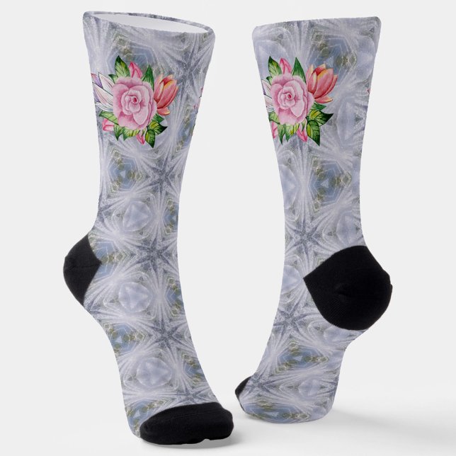 Chaussette Étoiles Argentées Et Roses Roses (Créateur téléchargé)