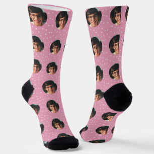 Chaussette Étoiles blanches et motif de photo personnalisé su