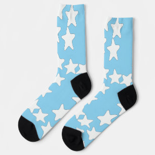 Chaussette Étoiles blanches sur fond bleu clair