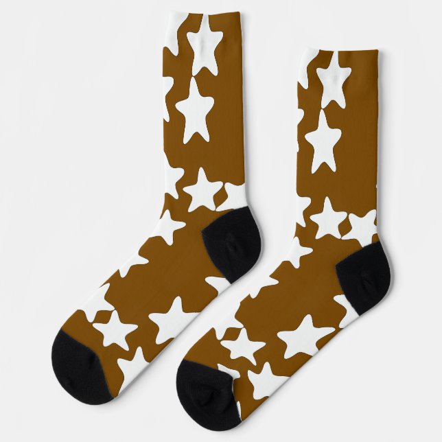 Chaussette Étoiles Blanches Sur Marron (Gauche)