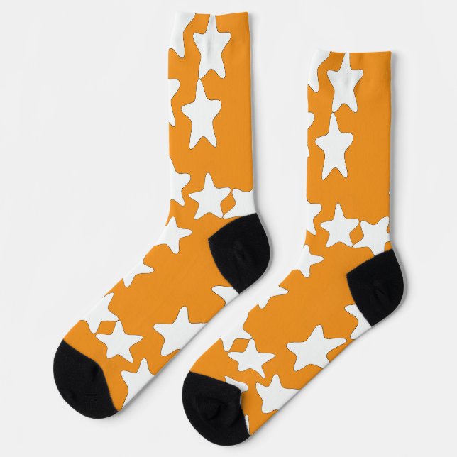 Chaussette Étoiles blanches sur orange  (Gauche)