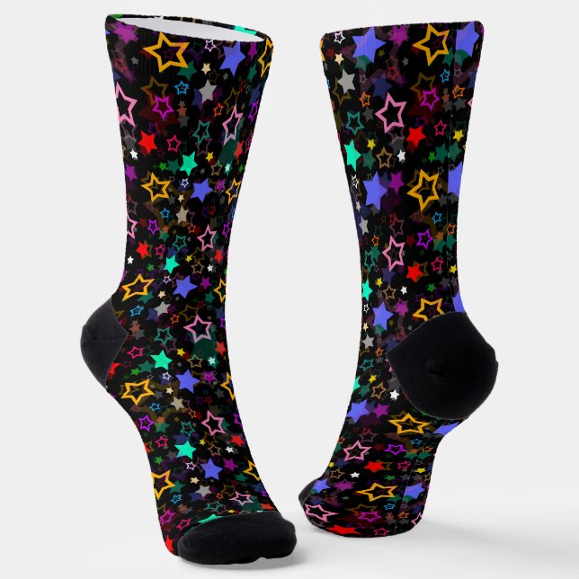 Chaussette Étoiles Colorées Noires  (Angulaire)