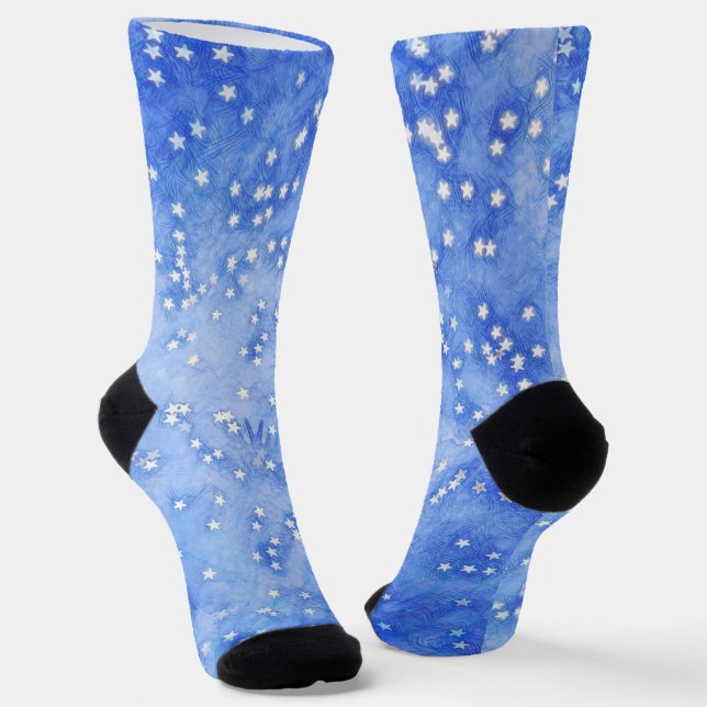 Chaussette Étoiles dans les Chaussettes d'Art Blue Sky (Angulaire)