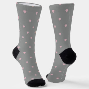 Chaussette Étoiles dans les coeurs sur gris