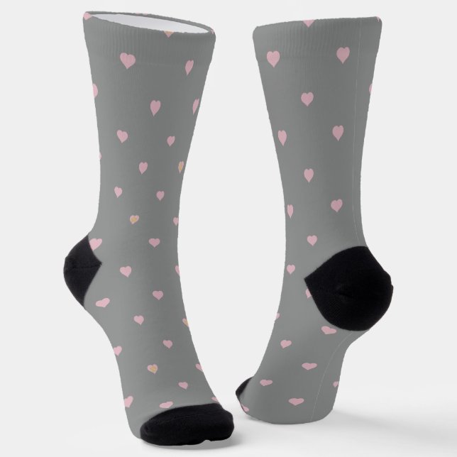 Chaussette Étoiles dans les coeurs sur gris (Angulaire)