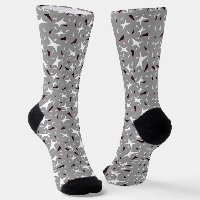 Chaussette Étoiles et Triangles Géométriques Subtils – Gris (Angulaire)