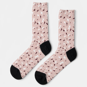 Chaussette Étoiles et Triangles Géométriques Subtils – Rose