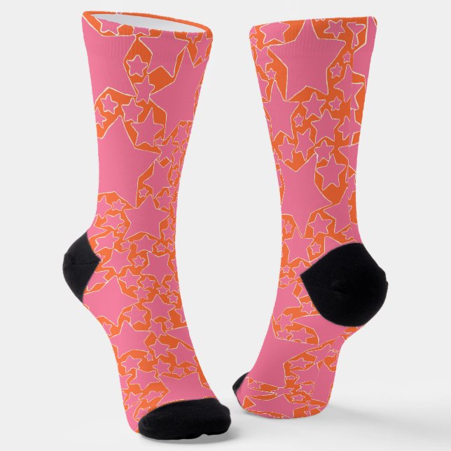 Chaussette Étoiles, Étoiles, Étoiles en rose et orange (Angulaire)