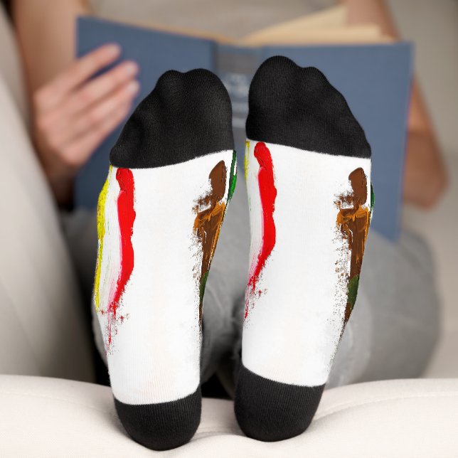 Chaussette Expression Abstraite des figures humaines en mouve (Fond)