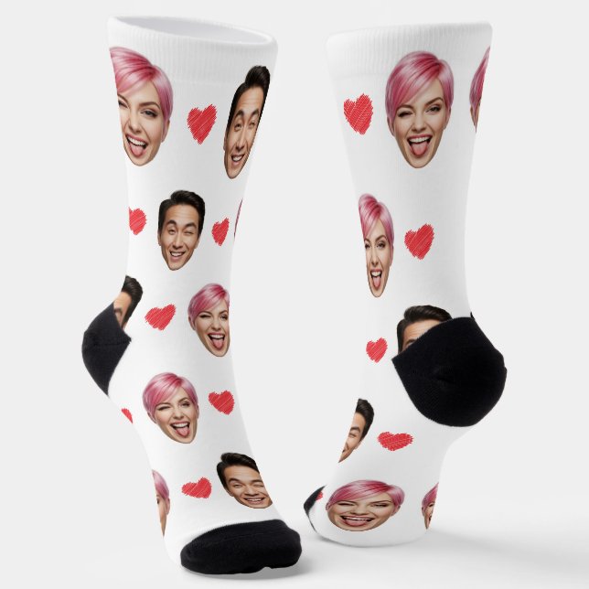 Chaussette Faces de couple personnalisées amusantes avec les  (Angulaire)