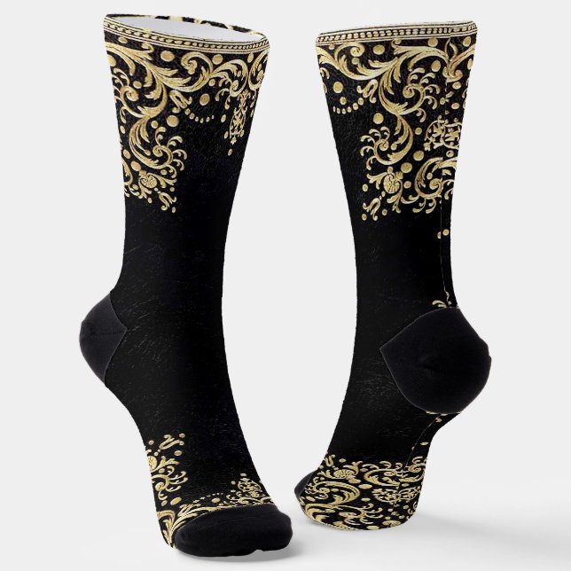 Chaussette Falln Black And Gold Filigree (Angulaire)