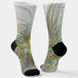 Chaussette Fantaisie florale Art fractal moderne Fleur avec o