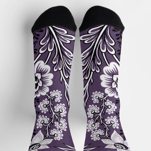 Chaussette Fantastiques Fleurs (Plum) Art (Haut)