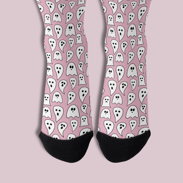 Chaussette Fantôme rose Halloween (Halloween Ghosts pink socks )