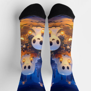 Chaussette Fantômes d'Halloween Lanternes Citrouille Nuit Som