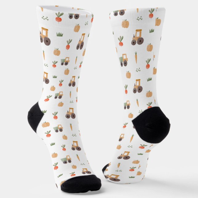 Chaussette Farm Garden Watercolor Fun Pattern (Angulaire)