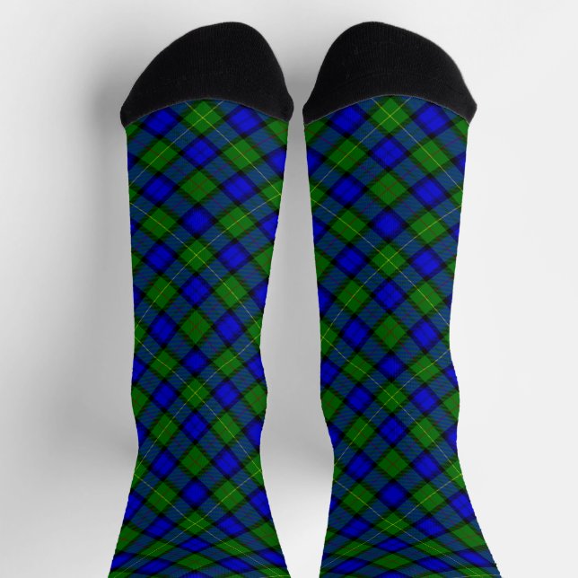Chaussette Farquharson tartan bleu vert plaid (Haut)