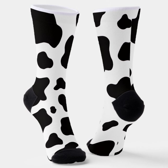 Chaussette Faux cuir de vache noir et blanc  (Angulaire)