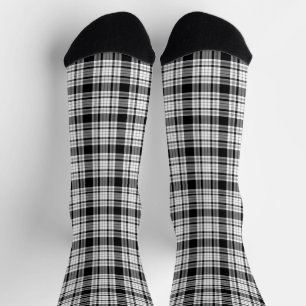 Chaussette Ferme noir blanc plaid motif traditionnel