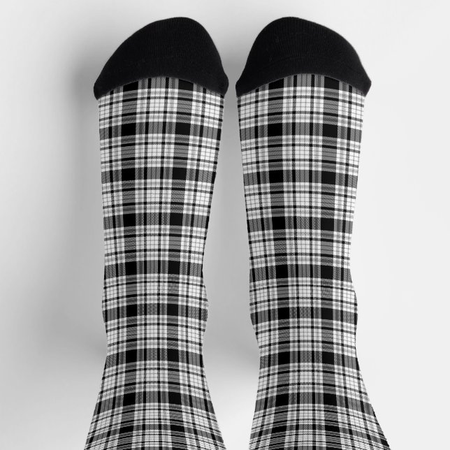 Chaussette Ferme noir blanc plaid motif traditionnel (Haut)