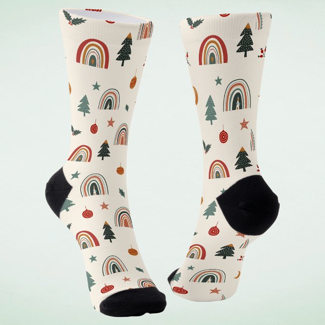 Chaussette Festif de Noël mignon Rainbows Fêtes Nom (Créateur téléchargé)