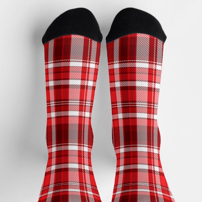 Chaussette Festif rouge et blanc plaid (Haut)