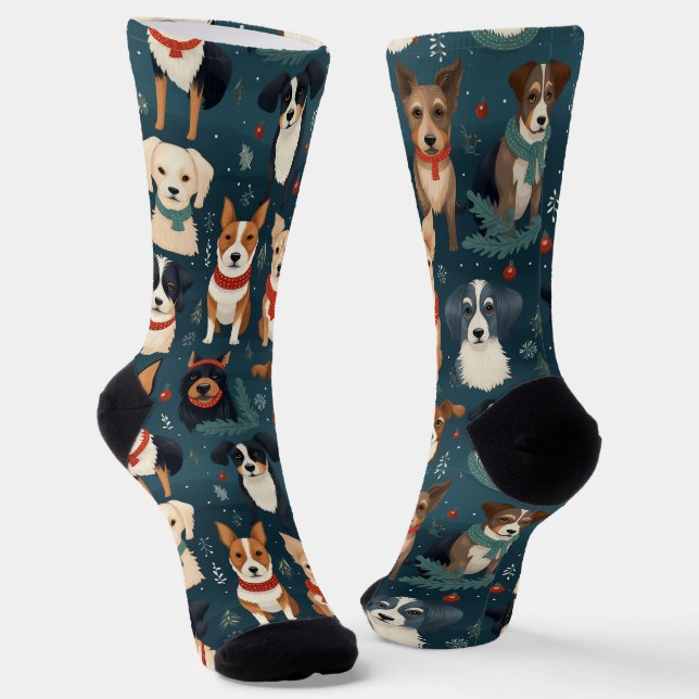 Chaussette Festive Chien reproduit Chaussettes de Noël (Angulaire)