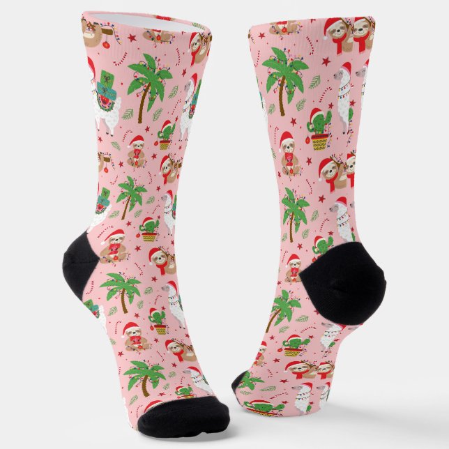 Chaussette Festive Sloths and Llamas Motif de vacances (Angulaire)