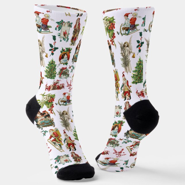 Chaussette Fête de Noël rétro vintage (Angulaire)