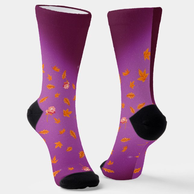 Chaussette Feuilles d'automne et Roses Durable Crew Sock (Angulaire)