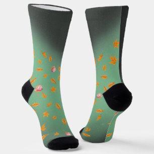 Chaussette Feuilles d'automne et Roses Durable Crew Sock