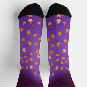 Chaussette Feuilles d'automne et Roses Durable Crew Sock