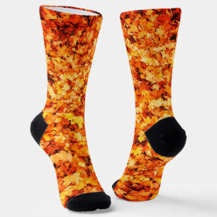 Chaussette Feuilles d'érable automnales orange doré