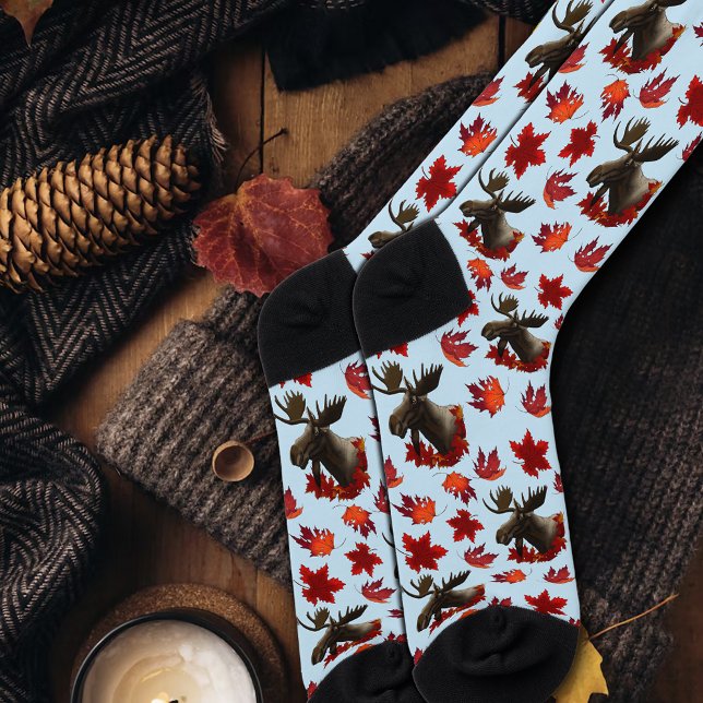 Chaussette Feuilles d'érable rouge d'orignal  (Créateur téléchargé)