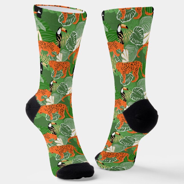 Chaussette Feuilles tropicaux et motifs de tigres (Angulaire)