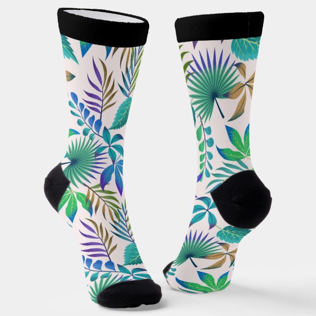 Chaussette Feuilles tropicaux motif sans couture (Angulaire)