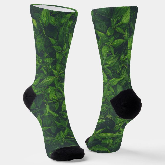 Chaussette Feuilles Vertes Foncées  (Angulaire)